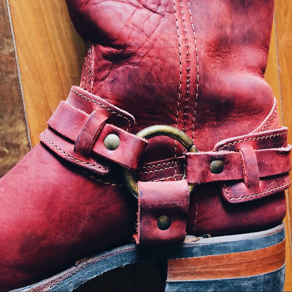 Frye Harness Boots - Burnt Red Size 7